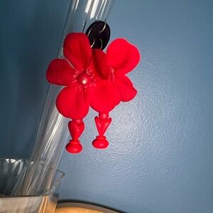 Faux flower earrings- red geraniums